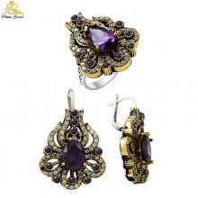 Gümüş Otantik Taşlı Set